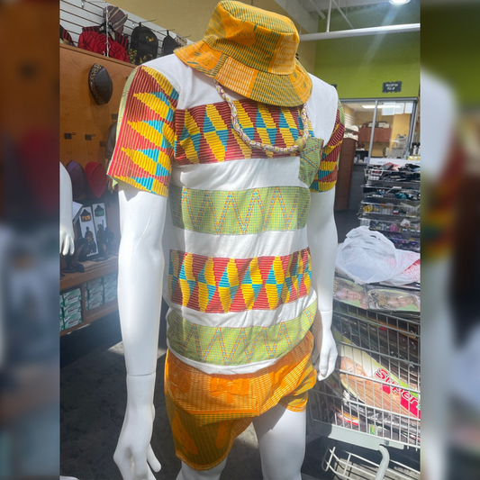African T-Shirt with cap and shorts 